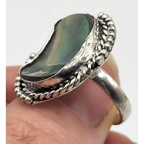 Bohemian Inverted Abalone Shell sz 7 Ring - Picture 4 of 5
